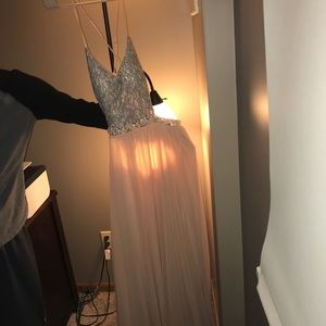 Blush and silver prom dress